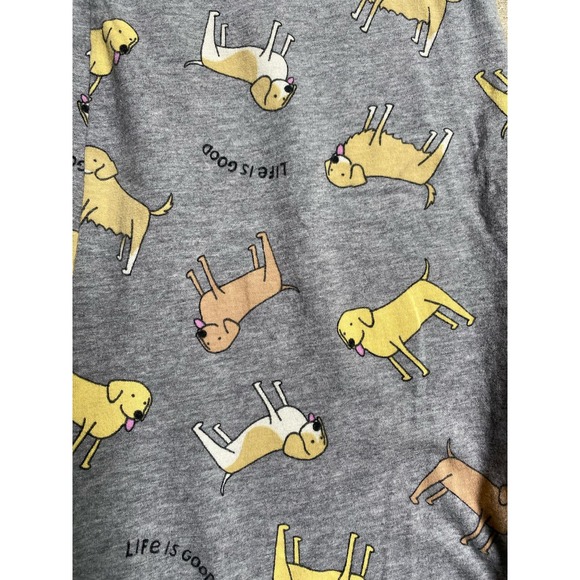 Life Is Good Dog Print Gray Pajama Pants Size Medium Yellow Lab Sleep Bottom - Picture 8 of 9